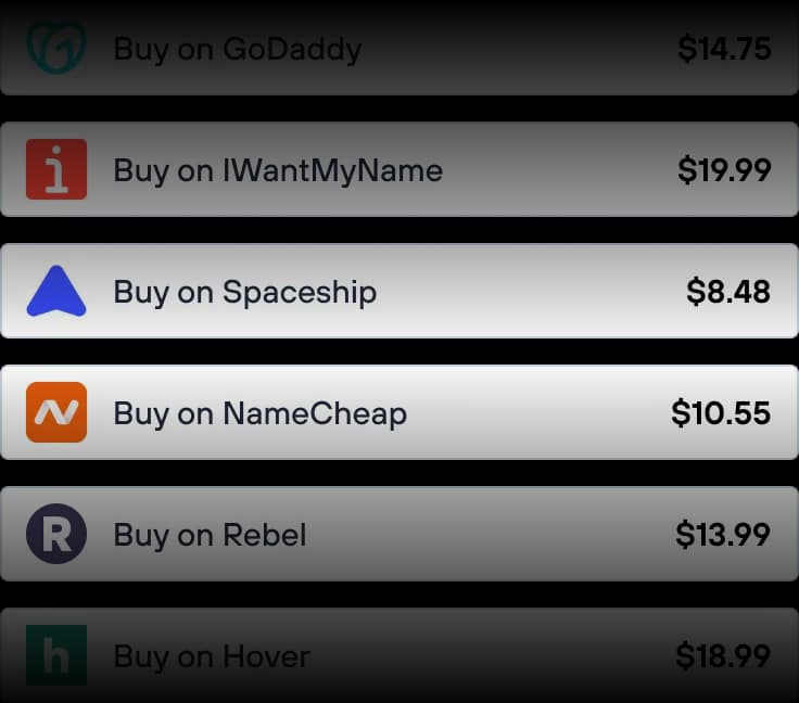 Domain prices comparation